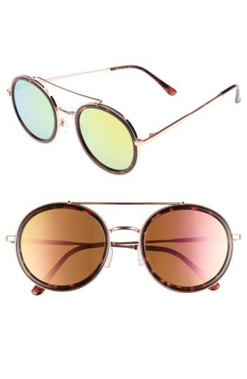 Women's Circus By Sam Edelman 50mm Round Aviator Sunglasses - Rose Gold