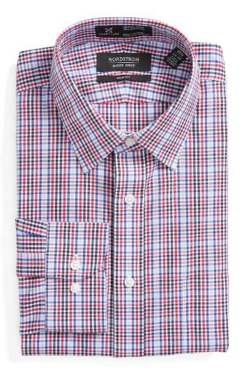 Men's Nordstrom Men's Shop Smartcare(tm) Trim Fit Check Dress Shirt .5 34/35 - Pink