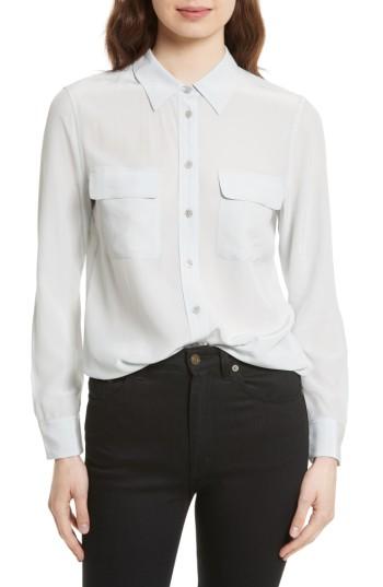 Women's Equipment 'slim Signature' Silk Shirt, Size - Pink