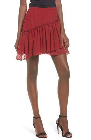 Women's The Fifth Label Swiss Dot Ruffle Skirt - Burgundy