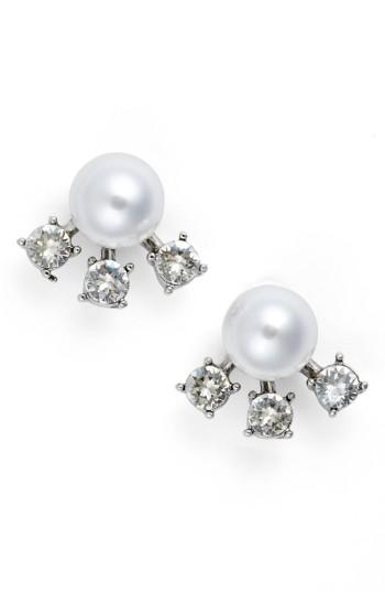 Women's Oscar De La Renta Simulated Pearl & Crystal Ear Jackets