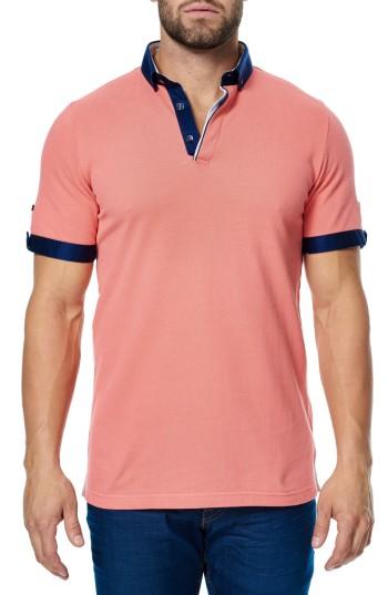 Men's Maceoo Contrast Pique Polo (l) - Coral