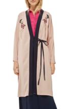 Women's Topshop Tiger Embroidered Duster Coat Us (fits Like 0-2) - Beige