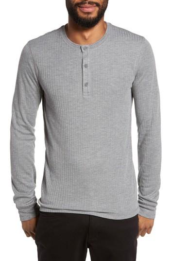 Men's Vince Ribbed Henley, Size - Grey