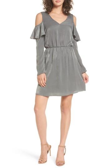 Women's Everly Ruffle Satin Cold Shoulder Dress - Green