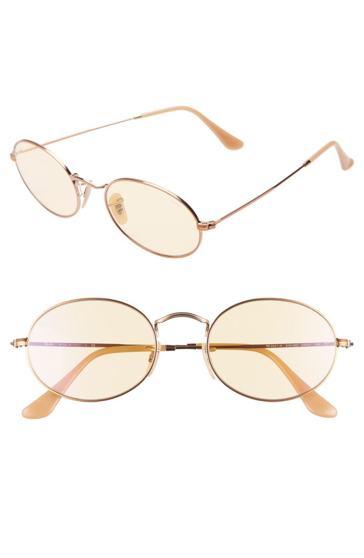 Women's Ray-ban Evolve 54mm Polarized Oval Sunglasses - Gold/ Yellow Solid