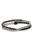 Men's Jonas Studio Braided Leather & Chain Double Wrap Bracelet
