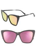 Women's Diff Becky Ii 55mm Cat Eye Sunglasses - Matte Black/ Pink