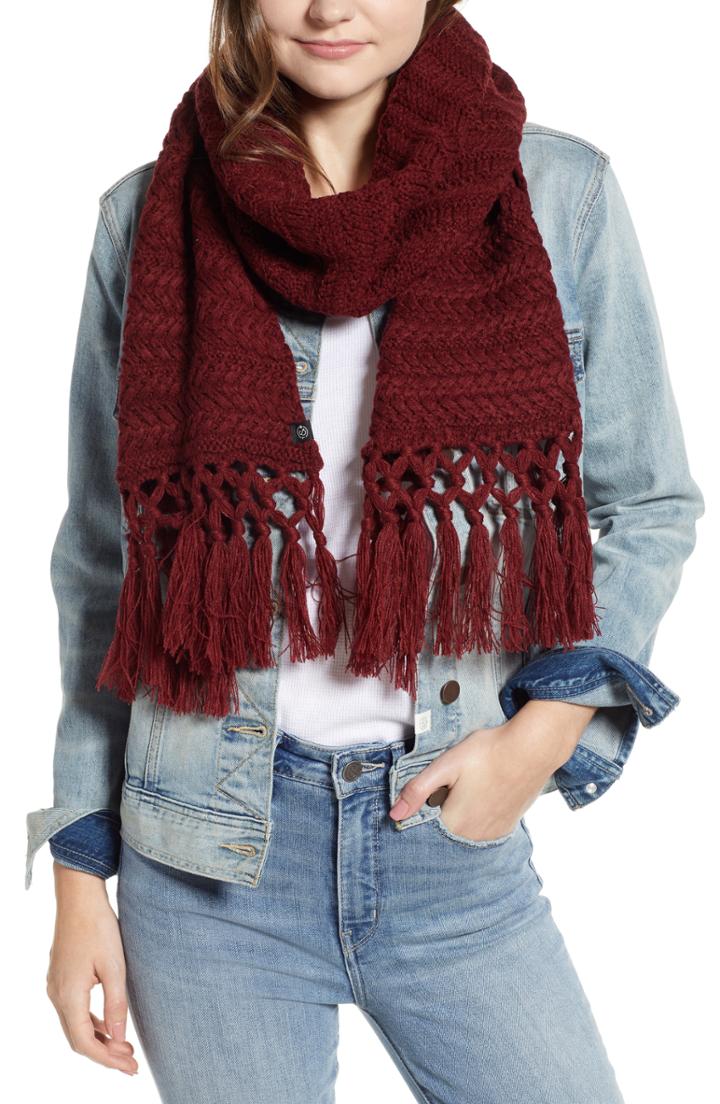 Women's Treasure & Bond Fringed Muffler, Size - Red