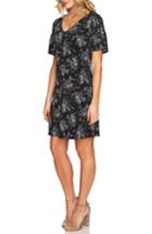 Women's Cece Floral Smocked Sleeve Shift Dress - Black