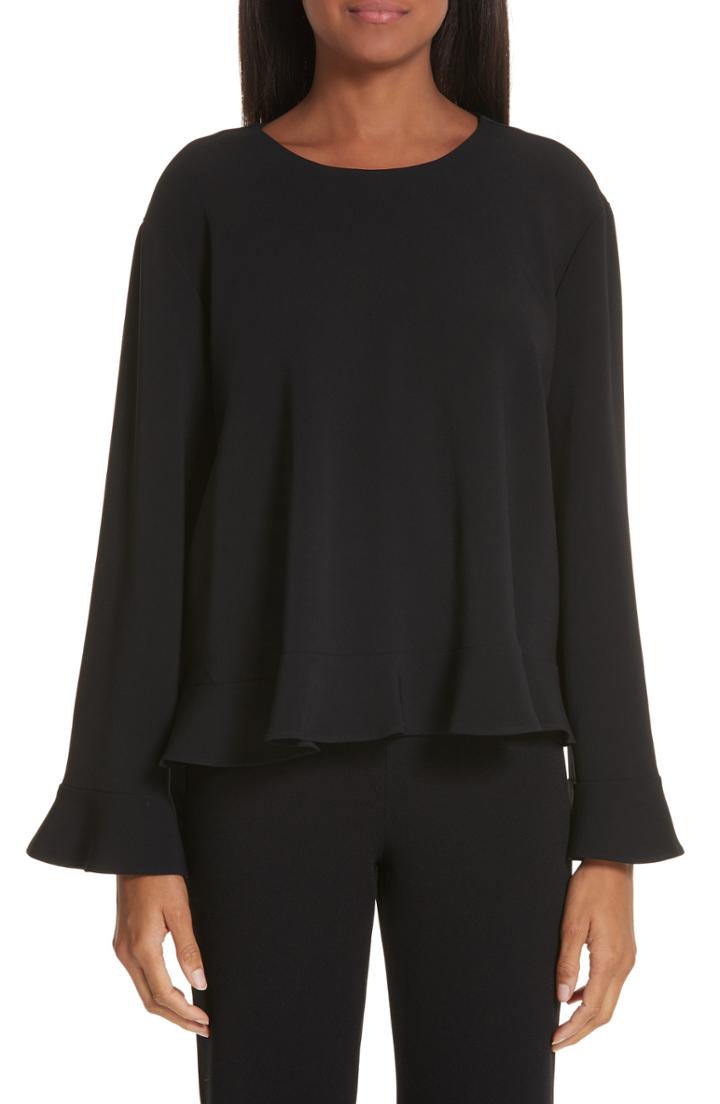 Women's Stella Mccartney Flutter Sleeve Cady Blouse Us / 34 It - Black