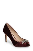 Women's Nina Rumina Embellished Peep Toe Pump M - Burgundy