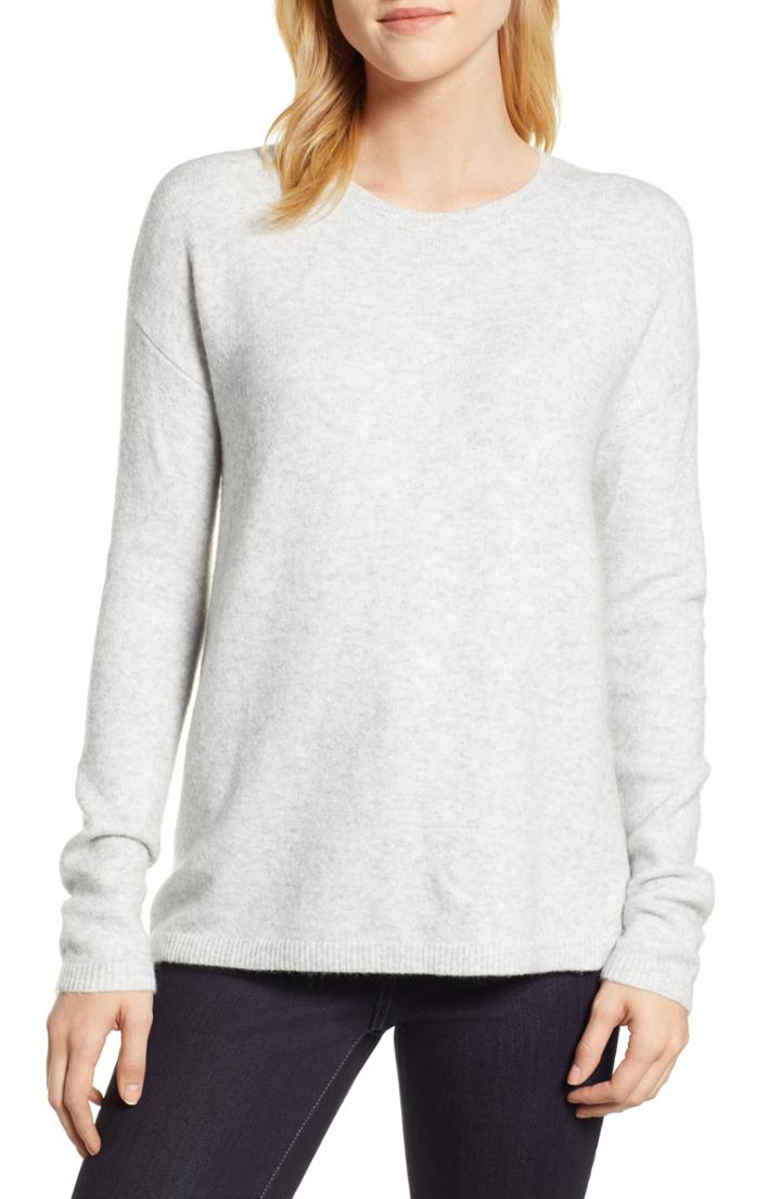 Women's Halogen Bow Back Sweater, Size - Grey