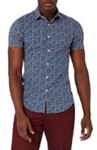 Men's Topman Blotch Print Shirt, Size - Blue