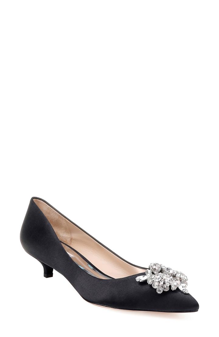 Women's Badgley Mischka Vail Embellished Kitten Heel Pump .5 M - Black