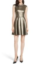 Women's Ted Baker London Ayma Embellished Metallic Fit & Flare Dress - Brown