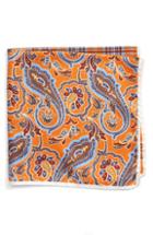 Men's Nordstrom Men's Shop Four-panel Silk Pocket Square, Size - Orange