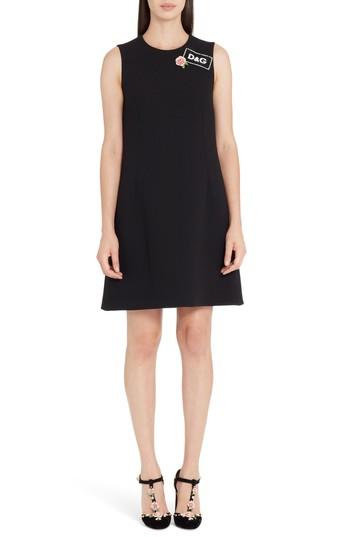 Women's Dolce & Gabbana Sequin Logo Crepe A-line Dress Us / 40 It - Black