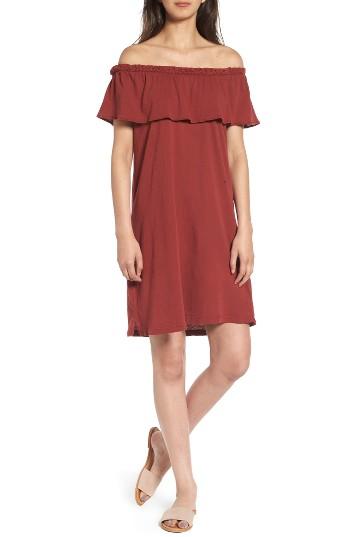 Women's Current/elliott Ruffle Off The Shoulder Dress - Grey