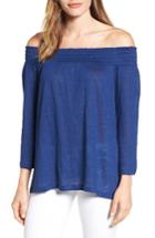 Women's Caslon Off The Shoulder Linen Knit Top - Blue