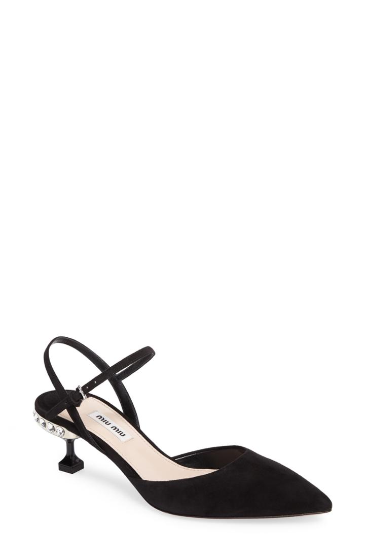 Women's Miu Miu Embellished Heel Slingback Pump