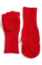 Women's Eileen Fisher Convertible Cashmere & Wool Glovelettes, Size - Red