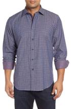 Men's Bugatchi Classic Fit Houndstooth Print Sport Shirt, Size - Red