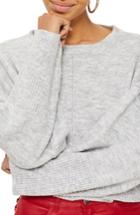 Women's Topshop Wide Sleeve Crop Sweater Us (fits Like 0-2) - Grey