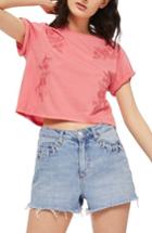 Women's Topshop Embroidered Crop Tee Us (fits Like 2-4) - Pink