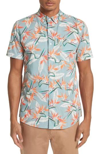 Men's Saturdays Nyc Esquina Paradise Woven Shirt - Orange