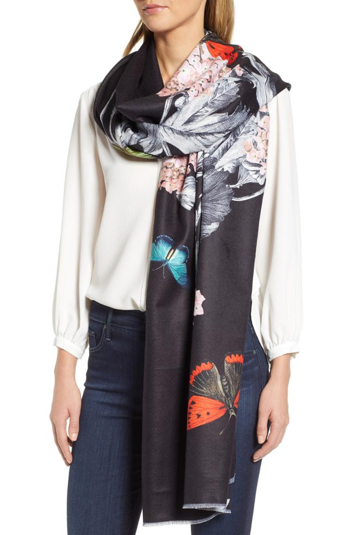 Women's Ted Baker London Narnia Satin Scarf, Size - Grey