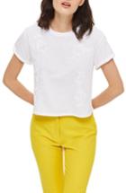 Women's Topshop Embroidered Crop Tee Us (fits Like 0-2) - White