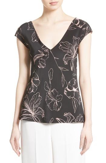 Women's Diane Von Furstenberg Floral Faux Wrap Silk Blouse