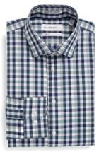 Men's Calibrate Trim Fit Non-iron Check Stretch Dress Shirt .5 32/33 - Blue