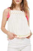Women's Topshop Fluorescent Detail Smock Camisole Us (fits Like 0) - Ivory
