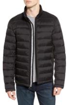 Men's Black Rivet Water Resistant Packable Puffer Jacket, Size - Black