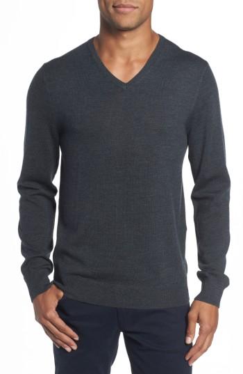 Men's Bonobos Merino V-neck Sweater, Size - Grey