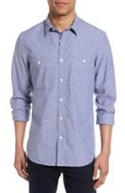 Men's Nordstrom Men's Shop Slim Fit Slub Cotton Sport Shirt, Size - Blue