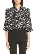 Women's Givenchy Lightning Bolt Print Silk Crepe De Chine Blouse Us / 40 Fr - Black