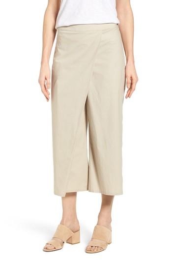 Women's Eileen Fisher Foldover Wide Leg Crop Pants, Size - Beige