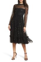 Women's Avec Les Filles Metallic Dot Ruffle Dress - Black