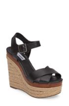 Women's Steve Madden Paso Espadrille Wedge Sandal .5 M - Black