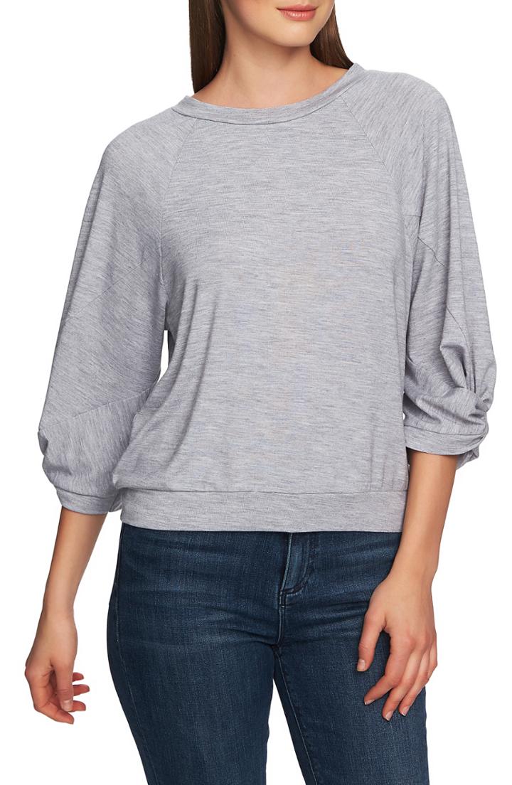Women's 1.state Twist Knot Sleeve Crewneck Top - Grey