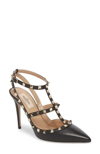 Women's Valentino Garavani Rockstud T-strap Pump Us / 39eu - Black