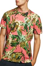 Men's Topman Floral Print Classic Fit T-shirt - Pink