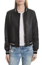 Women's Rag & Bone Cooper Leather Varsity Jacket, Size - Black