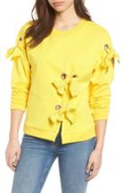 Women's Halogen Grommet Bow Sweatshirt - Yellow