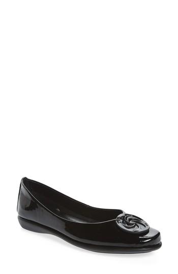 Women's The Flexx Bon Bon H Medallion Flat, Size 6.5 M - Black