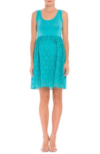Women's Olian Crochet Maternity Dress - Blue/green