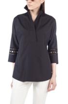 Women's Akris Punto Lace Trim Kimono Blouse - Black